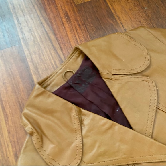 Vintage Tan Longline Leather Coat - Picture 4 of 5